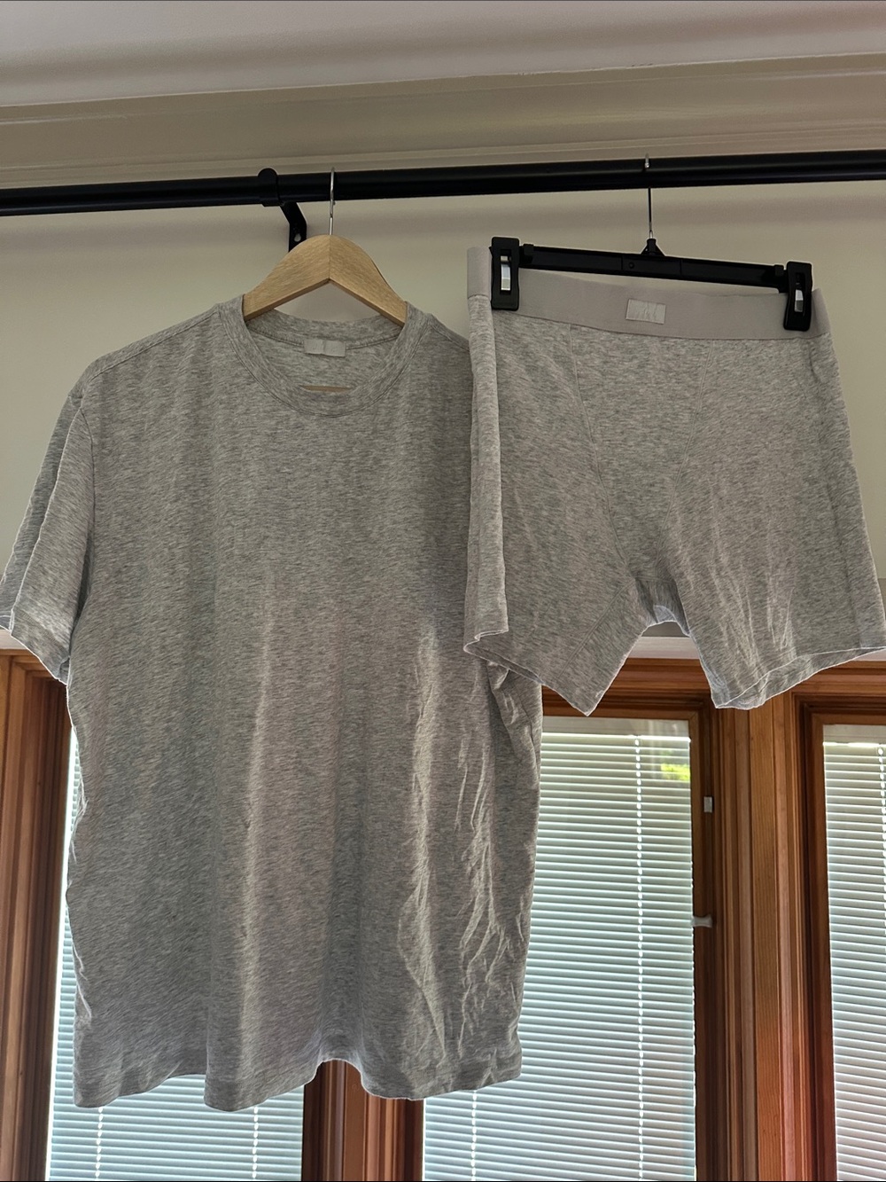 SKIMS Heather Gray Short Sleeve Top & Boxer Set